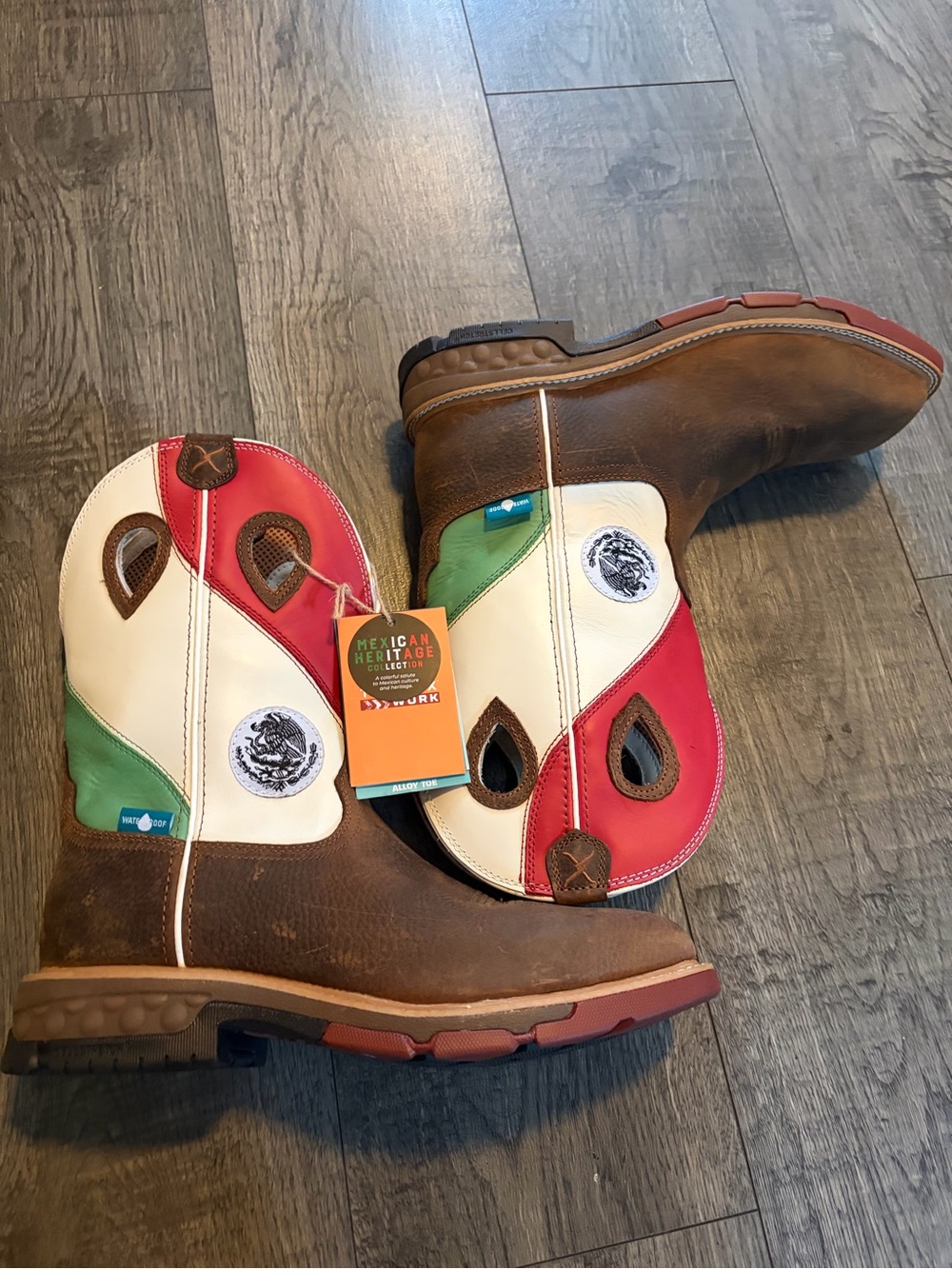 Twisted X Mexican Heritage Men's Leather Work Boots Waterproof Size 9.5  NWT